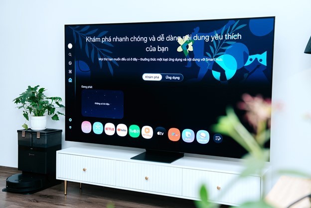 A tv on a standDescription automatically generated