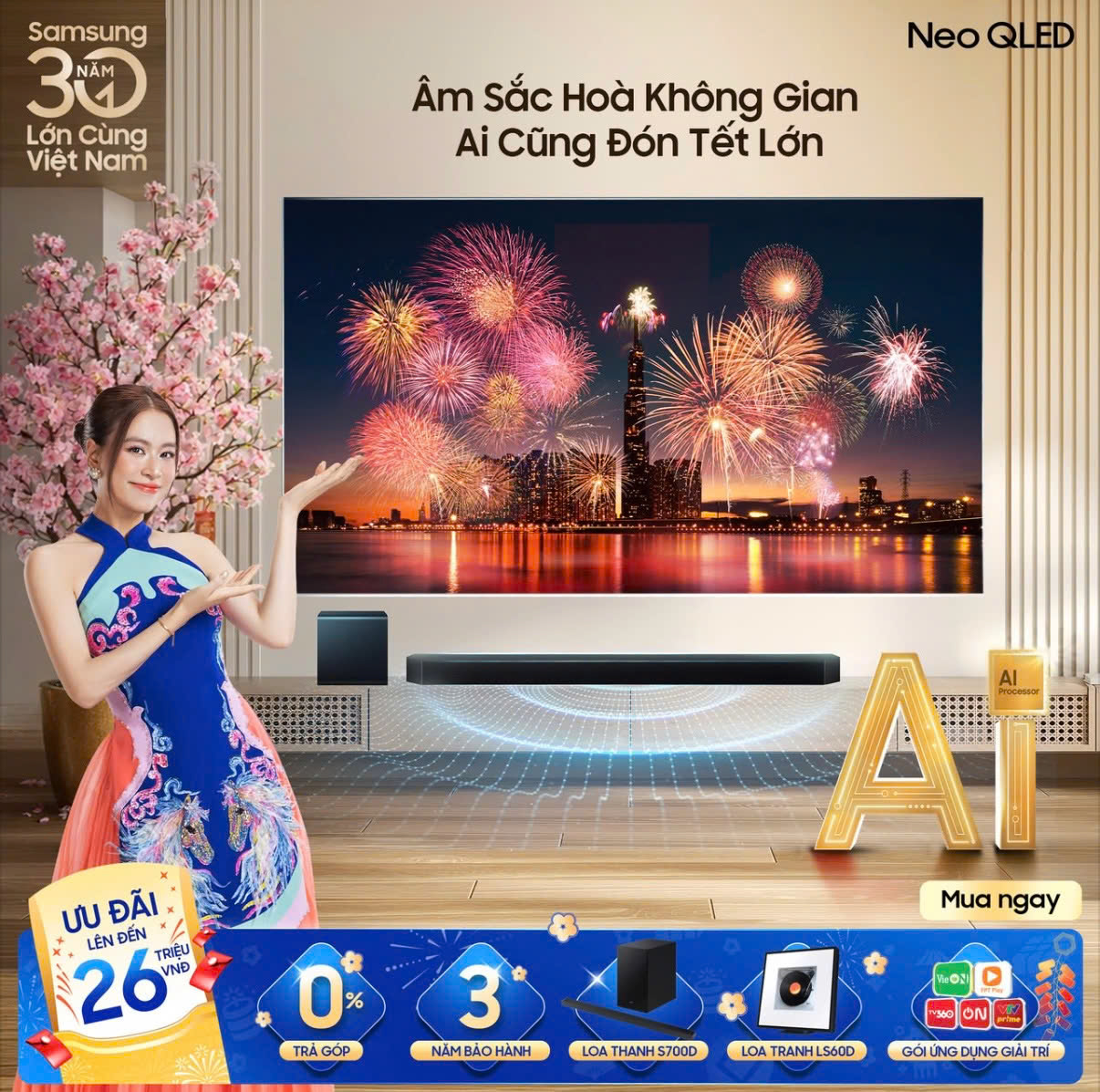 Samsung AI TV mang Tết lớn đến mọi nhà, làm mới loạt trải nghiệm thân quen